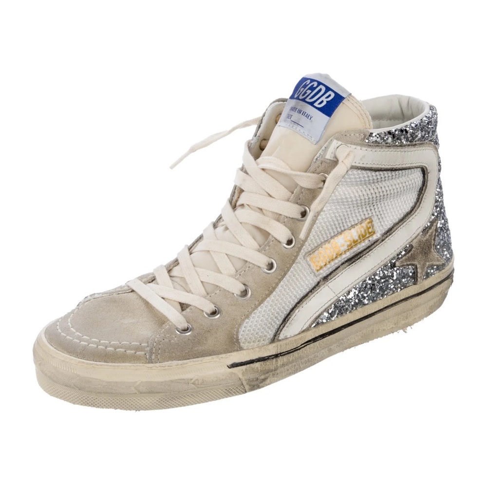 Golden Goose Women's Glitter High-Top Slide Sneakers- Size 40
